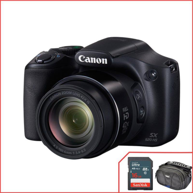 Canon Sx520hs, 16mp, Zoom Optico 42x, Lcd 3'', Is + Cartão Sandisk